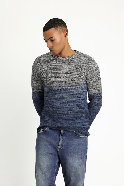 Crew Neck Slim Fit Slim Fit Patterned Cotton Knitwear Sweater
