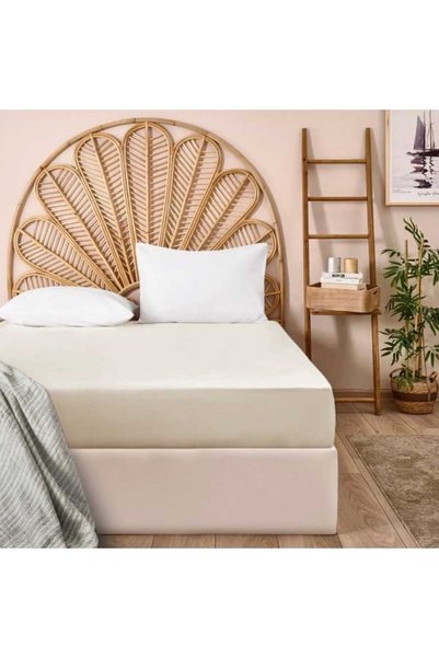 Soft Basic Single Flat Edge Satin Bed Sheet - Ecru - 160X240 cm