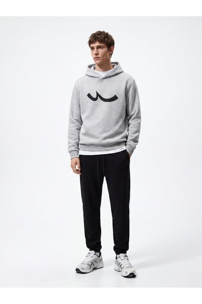 Black Sweatpants with Narrow Legs and Elastic Waist