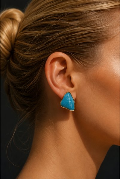 Amélie Summer Luxury Women's Yellow Steel Blue Nail Earrings