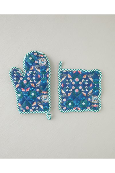 Floral Touch Polyester 2-Piece Kitchen Set 17X30 cm + 20X20 cm Green