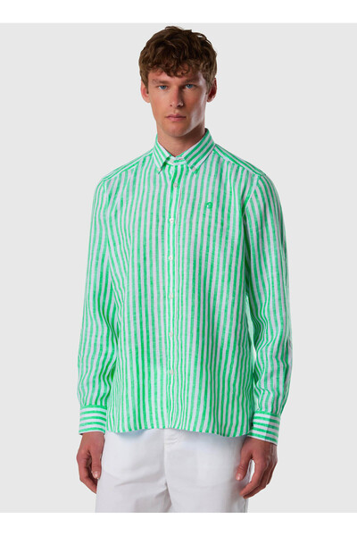 Green - White Men's Shirt Ns0000664454