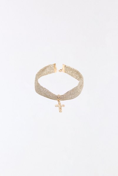 Braided Chain Cross Pendant