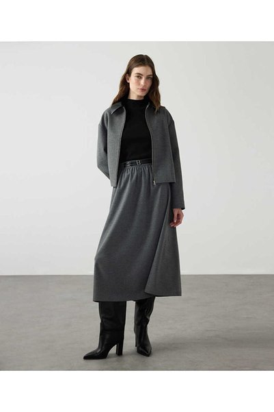 Double-Belted Midi Skirt