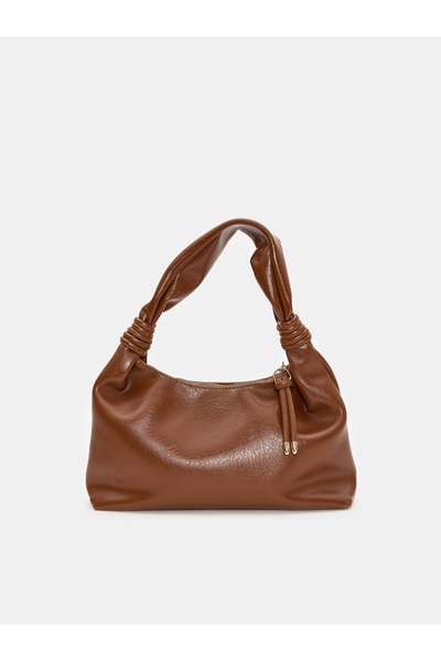 Soft Textured Shoulder Bag-Tan