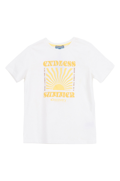 White Boys' Printed T-Shirt D6Sb-Tst3072