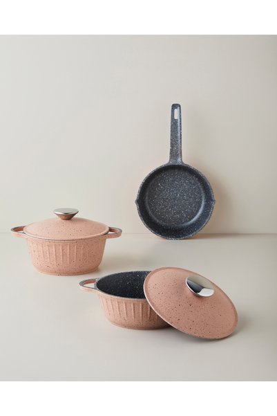 Tiny Cast Premium Cast Iron 5 Piece Mini Pot Set 16X16X16 cm Pink