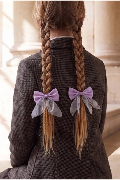 Girl's Heart Bowknot 2-Piece Rubber Buckle Lilac