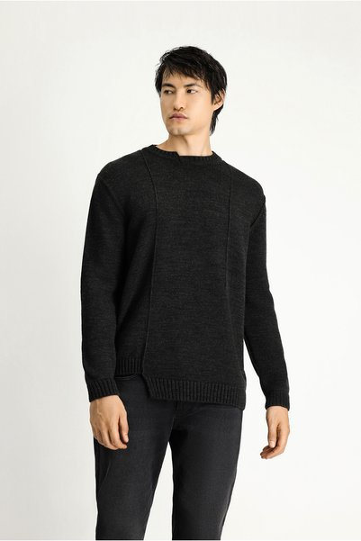 Crew Neck Oversize Patterned Knitwear Sweater