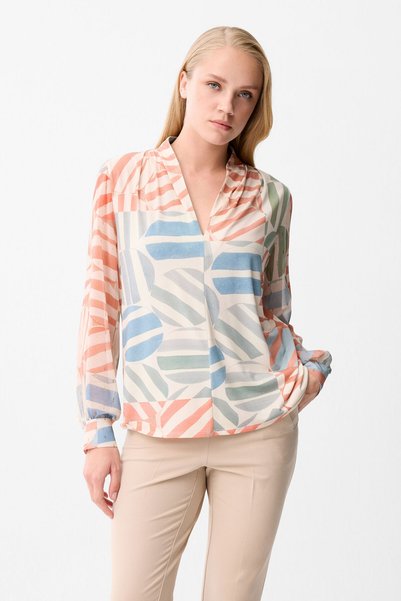 Orange Patterned Knitted Blouse