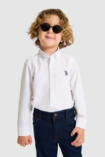 Boy's White Long Sleeve Basic Shirt 50324687-Vr013