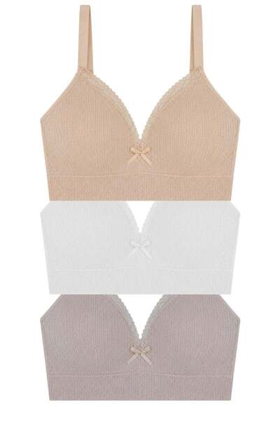 Bra - Sorel |   Plus Size Bamboo Wire Free Minimizer Lace Detailed Women's Bra 3 Pack