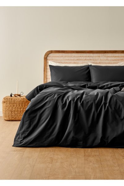 100% Cotton Tamara Single Duvet Cover Set Black (160X220 cm)