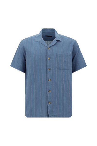 Short Sleeve Oversize Patterned Cotton Shirt