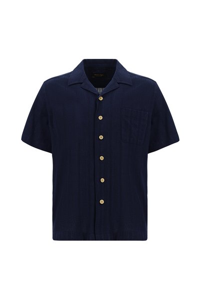 Short Sleeve Oversize Patterned Cotton Shirt