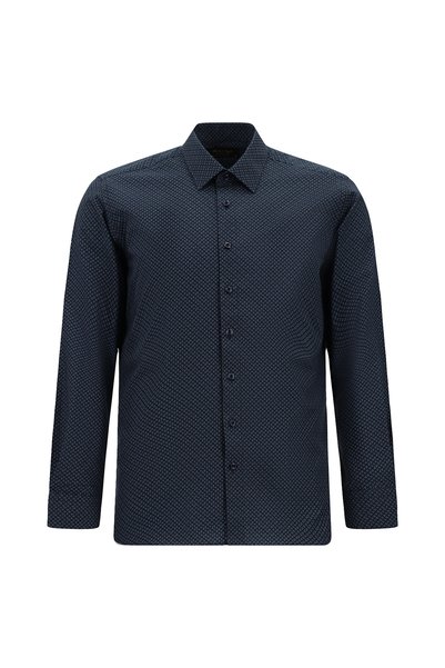 Long Sleeve Slim Fit Slim Fit Printed Cotton Shirt