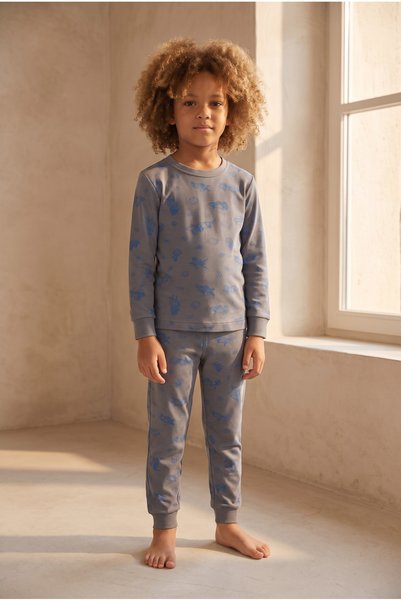 Boy's Fighter Plane Patterned Pajama Set
