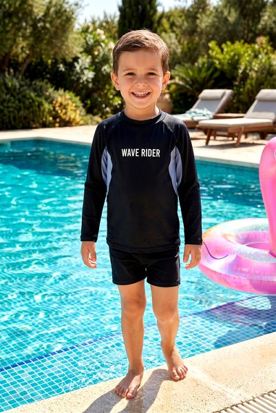 Uv Protection Boys' Long Sleeve Single Top 5274 Black