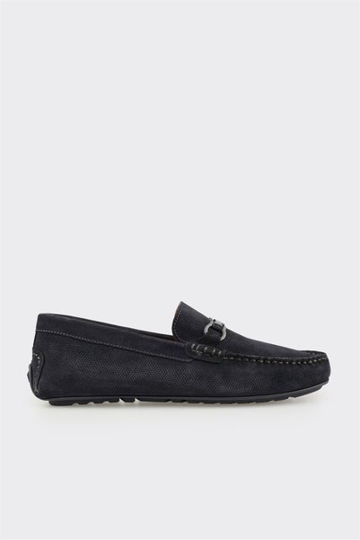 Navy Blue Leather Men's Casual Shoes