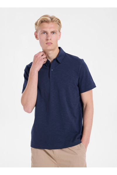 Navy Blue Men's Regular Fit Polo T-Shirt W2610193410 Navy Blue Polo T-Shirt