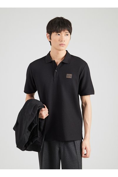 Black Men's Logo Printed Polo T-Shirt