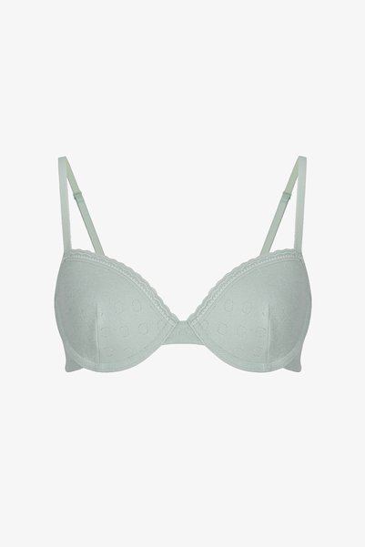 Light Green Daylift Pointelle Cotton Underwired Bra