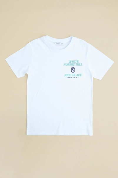 White Nordic Hill Summer Printed Boys' T-Shirt