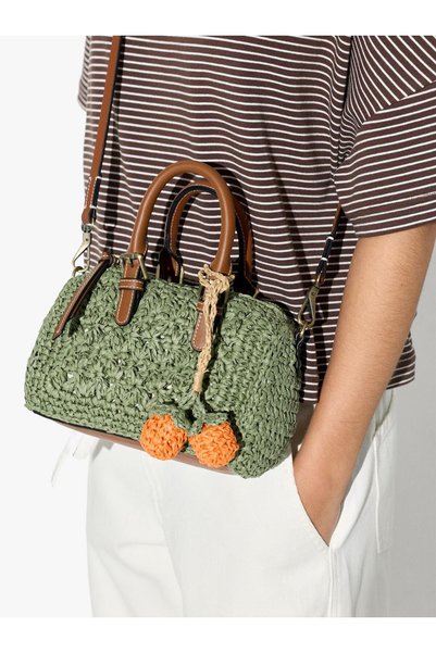 Women's Wicker Bowling Bag with Charm