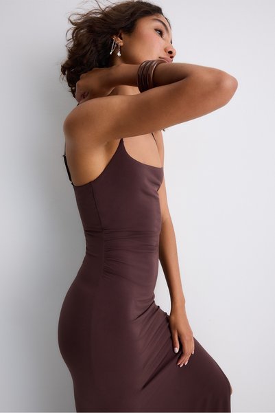 Midi Dress with Gathered Straps