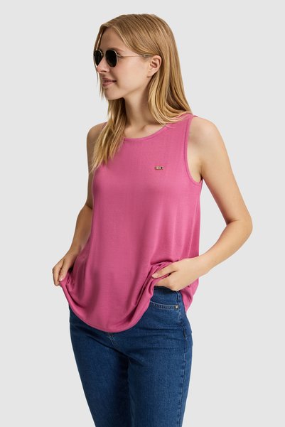 Women's Fuchsia Crew Neck Basic T-Shirt 50323548-Vr023
