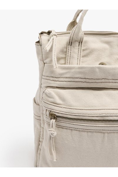 Women's Top-Stitched Canvas Backpack