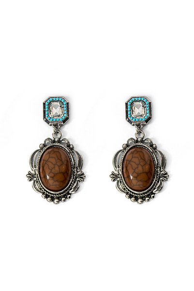 Combined Stone Hanging Earrings