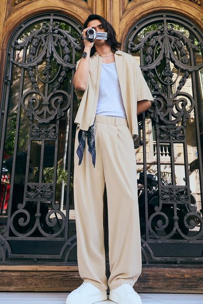Short-Sleeved Boxy Fit Draped Shirt