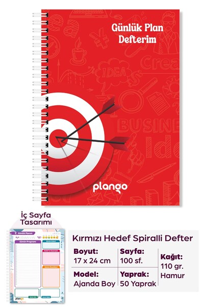 Црвен тефтер за дневно планирање - Daily Planner - тефтер за планирање учење - планирање