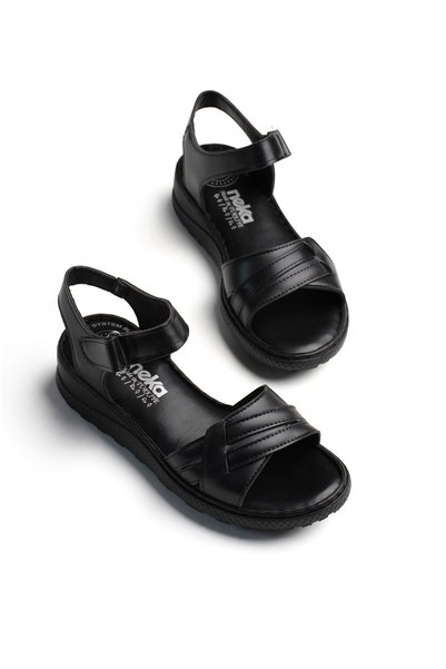 Women's Black Comfortable Orthopedic Sole Sandals