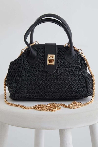 Cross Strap Straw Handbag