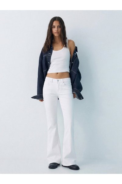 Fallon Mid-Rise Straight Leg White Jeans
