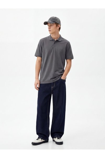 Basic Pike Polo Collar Anthracite T-Shirt