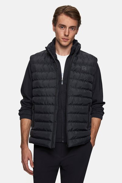 Slim Fit Black Plain Vest Coat