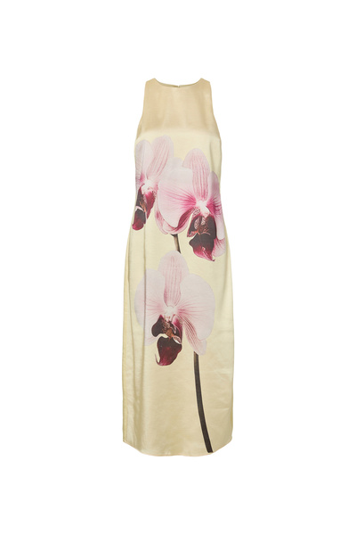 Yas Yellow Women's Dress Yasorchida Satin Long Dress S. - Sh