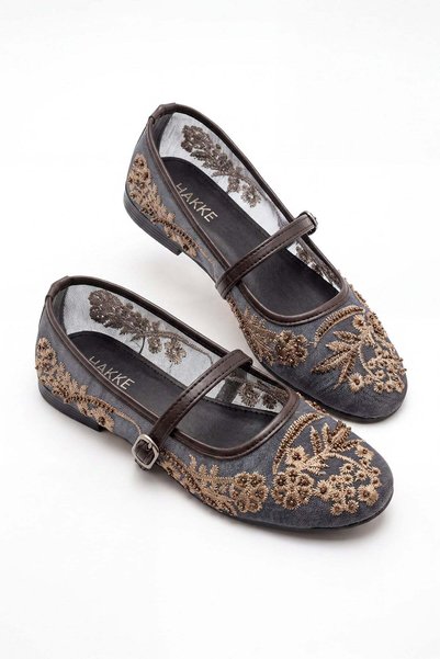Women's Stone Embellished Elegant and Stylish Ballerina Shoes
