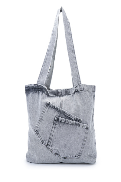 Cross Patch Pocket Detailed Denim Women's Shoulder Bag Doli Gray