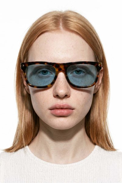 Chris Leopard Blue Sunglasses