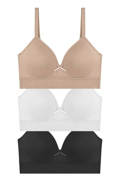 Bra - Mirel |   Plus Size Bamboo Patterned Minimizer Women's Bra Without Underwire 3-Pack-2