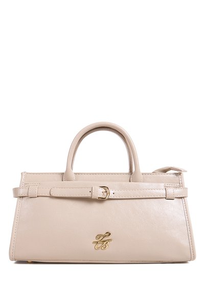 Beige Belt Detail Vintage Handbag