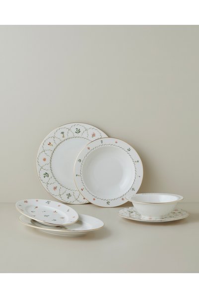 Bloomline Porcelain Dinnerware Set 27 Pieces for 6 People Gold