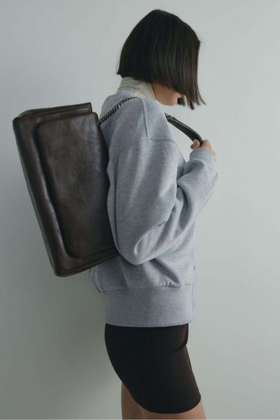 Bitter Brown Milan Chain Leather Bag