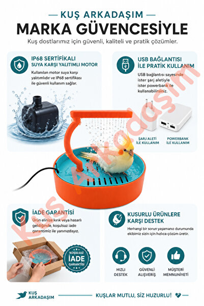 USB електрична автоматска бања за птици туш за сите птици воден забавен парк