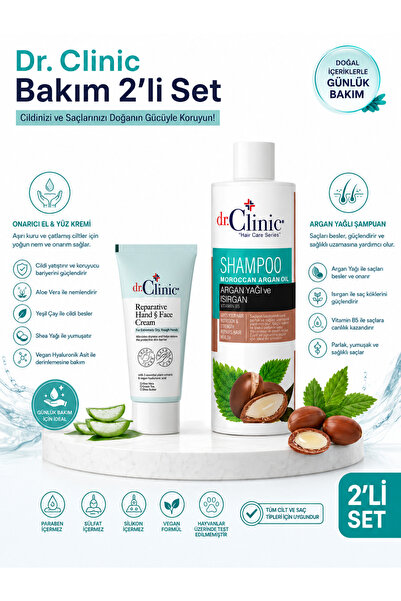 dr clinic крема за раце 75ml + шампон со коприва и арганово масло