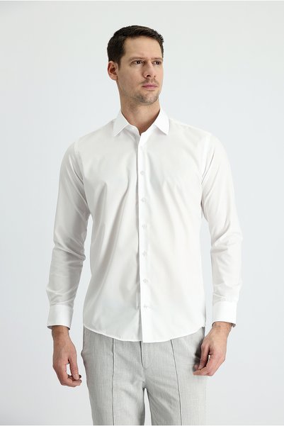 Long Sleeve Slim Fit Classic Non Iron Satin Cotton Shirt